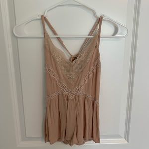 American Eagle Blush Pink Lacey Tank